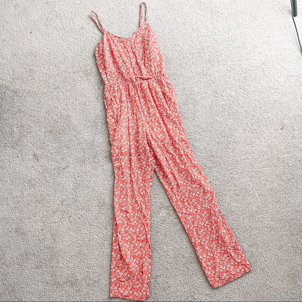 Skies are Blue red floral sleeveless jumpsuit